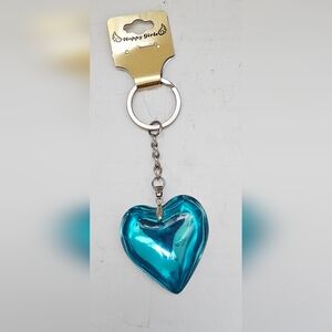 NWT Brilliant Bright Resin Blue Heart Girl Keychain For Bag Or Keys